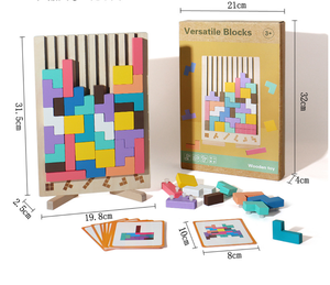 Puzzle 3D in Legno Jegreat di Alta Qualità, <span class=keywords><strong>Gioco</strong></span> Tangram Educativo, Colori Misti, 10 Immagini, per Bambini dai 14 Anni, 50 Pezzi - Product Image 3