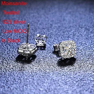 White Gold Plated Silver Moissanite Earrings 925 Sterling Silver Gold Plating Drop Gemstone Aretes De Plata Fine Jewelry Work