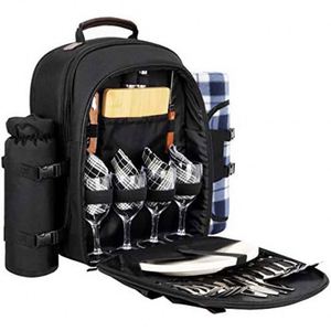 Picnic <b>Backpack</b> for 4 Person With Blanket Picnic Basket Set for 2 With Insulated <b>Cooler</b> Wine Pouch for Family Couples - Product Image 4