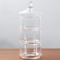 Vaisselle en verre moderne de haute qualité, plateau à gâteau en verre à double couche décoratif avec couvercle, écologique