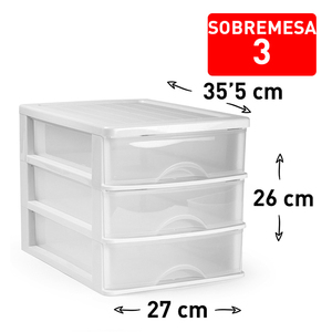 Desktop Storage <b>Unit</b> 3 <b>Drawers</b> White Plastic Home Organization <b>Drawer</b> Organizer - Product Image 1
