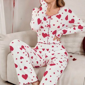 Conjunto de Pijama de Camisola con Forma de Corazón para Mujer, Superventas Transfronterizo en Europa y América 2025, Se Puede Usar en Casa - Product Image 3
