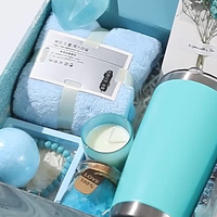 Panier-cadeau personnalisé de luxe en coton bleu avec impression UV pour spa, idéal pour un anniversaire - Lunaire L-05