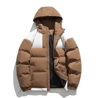 Veste d'hiver pour homme, doudoune décontractée en tissu tissé, coupe slim classique avec fermeture éclair