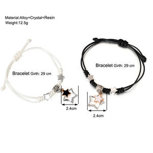 Pentagramme Tressé <span class=keywords><strong>Couple</strong></span> <span class=keywords><strong>Noir</strong></span> et Blanc Dessiner Bracelet Petite Amie <span class=keywords><strong>Couple</strong></span> Saint Valentin Cadeau D'anniversaire - Product Image 2