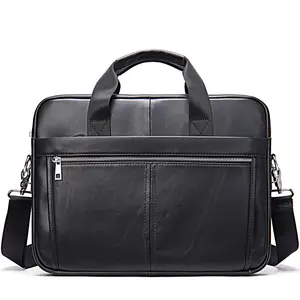 लक्ज़री ट्रैवल असली लेदर मैसेंजर बैग ब्लैक ब्रीफ़केस ऑफिस मेन्स बिजनेस शोल्डर लैपटॉप बैग