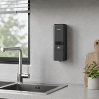 Distributeur de savon liquide moussant double mural manuel 400 ml en ABS, rechargeable, design moderne pour toilettes et salles de bain d'hôtel