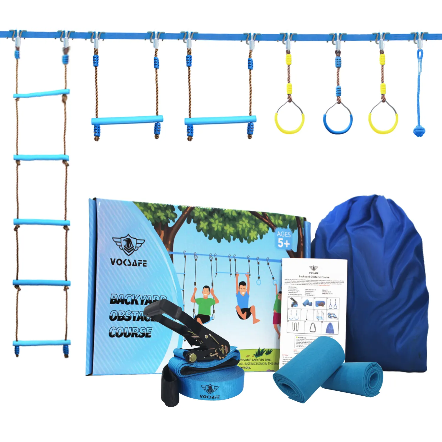American Outdoor Backyard Fitness Ninja Warrior Line Hanging Obstacle Course Ninja Warrior Obstacle Course For Kids