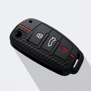 Étui de protection en silicone pour clé <span class=keywords><strong>Audi</strong></span> Sport, texture nid d'abeille, pour A3 A4 A6 Q3 Q5 Q7 TT <span class=keywords><strong>RS3</strong></span> S3, avec bande rouge, pour clé plip - Product Image 4