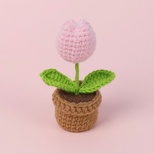 Décoration d'intérieur LUYI, bouquet tissé, fil de laine, cœur, tulipe, tournesol, plante en pot, fleur artificielle tricotée - Product Image 5