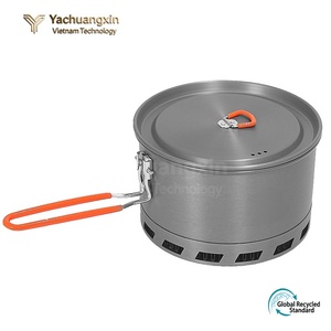 Casserole de camping en acier inoxydable 3-4L portable avec couvercle et poignée orange pour cuisinières à gaz et à induction - Product Image 6