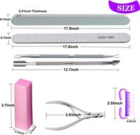 Ensemble de 12 limes à ongles, kit d'outils de manucure, éponge de vernis à ongles en 4 étapes, brosse de nettoyage des ongles, poussoir à cuticules en métal