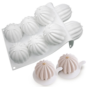 Moule à gâteau en mousse de cactus à 8 cavités, motif de boule rayée circulaire, moule en silicone de qualité alimentaire, appareils de cuisson au <span class=keywords><strong>chocolat</strong></span> B7-92 - Product Image 4
