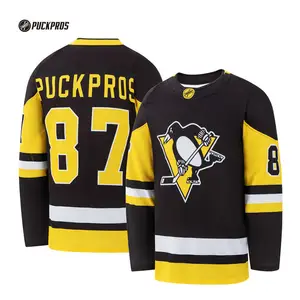 Lưới vải biểu tượng tùy chỉnh thăng hoa in ấn đội chim cánh cụt Ice Hockey Jerseys