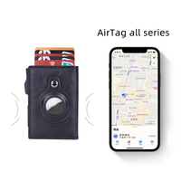 Dompet Kartu Kredit Kulit PU Hitam Vintage Anti RFID dengan Magnet Pengaman Uang, Dompet Kartu Geser Logam Popup