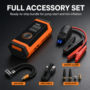 <b>Car</b> Jump Starter with Tire Inflator Portable Air Compressor 150PSI Tire Pressure Gauge Power Bank LED Light Emergency Tool - Product Image 6