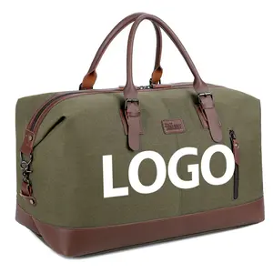 Personnalisé Grande Capacité En Plein Air Nuit Weekender Carry On Shoulder Duffle Bag for Men Canvas Travel Duffel Bag