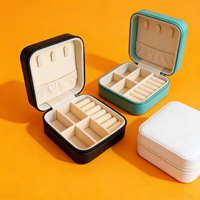 Boîte de rangement de voyage en cuir pour bijoux, vente chaude, luxueuse, pour colliers et bagues, présentoirs en velours, organisateurs de bijoux en stock