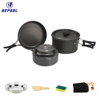 Ensemble de cuisine de camping en plein air, bouilloire en alliage d'aluminium, design anti-brûlure, poignée pliable portable, capacité 2-3L, compatible gaz et induction