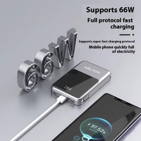 RUNCEIN Batterie externe compacte 2-en-1 à charge magnétique sans fil 10000mAh 66W, câble intégré, pour tous les téléphones – Meilleure vente