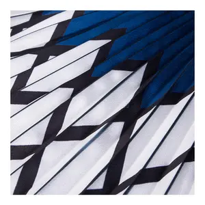 Newly geometric design digital printed imitated silk pleated fabric for dress