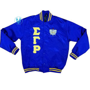 Custom made SGRho satin jacket Sigma Gamma Rho Sorority and fraternity Embroidered Bomber satin Jacket - Product Image 3