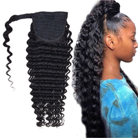 Extensions de cheveux naturels brésiliens bouclés en queue de cheval à enrouler, vente en gros