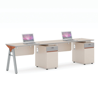 Poste de travail de bureau double poste pour employés, vente en gros d'usine, avec meubles de rangement sous le bureau verrouillables