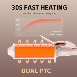 Fer à boucler professionnel MeStar avec double chauffage PTC, grand cylindre, tourmaline et titane, fer à friser électrique - Product Image 4