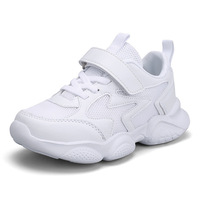 Nouvelles baskets noires épaisses pour enfants, vente en gros, usine OEM, personnalisables, pour garçons et filles, respirantes, en maille, à scratchs, chaussures décontractées
