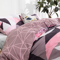 Ensemble de literie avec housse de couette 100% coton à motif géométrique de style moderne et simple avec fermeture à bouton