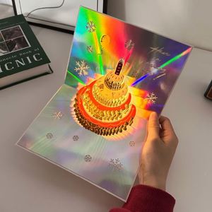 Tarjeta de Felicitación 3D con Diseño de Pastel de Navidad Colorido, Escultura de Papel de Alta Calidad, Plegable, para Regalo - Product Image 2