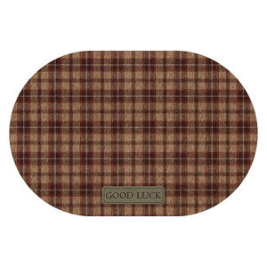 Alfombra de baño ovalada a cuadros verde antideslizante absorbente de secado rápido para la entrada del baño - Product Image 5