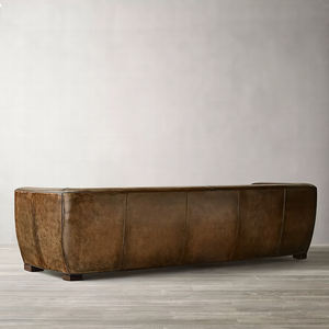 Sofá de Cuero RH ROURKE, Chesterfield de Cuero Genuino de 3 Plazas con Patas de Metal, Muebles de Sala de Estar de Lujo en Color Marrón Oscuro - Product Image 4