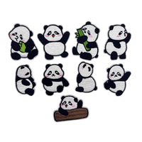 Patchs thermocollants personnalisés mignons en forme de panda, brodés, à coudre ou adhésifs, pour vestes, vêtements et chapeaux d'enfants