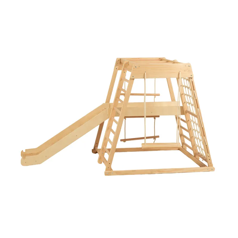 Escalera triangular de escalada para niños, juguetes con rampa para niños, gimnasio, juguetes de escalada de madera multifuncionales para interiores