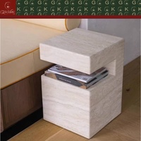 Table de chevet en travertin beige de style minimaliste moderne GOLDKING, sur mesure, pour salon et chambre à coucher, en pierre