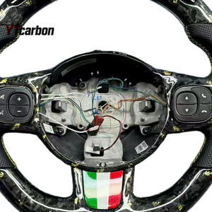 YTcarbon para <span class=keywords><strong>Fiat</strong></span> 500 500L Sport Auto Parts accesorios de Interior de coche modificar estilo de carreras <span class=keywords><strong>volante</strong></span> de fibra de carbono Real personalizado - Product Image 2