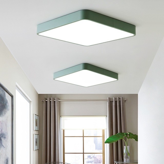 Online Wholesale Modern Classic Colorful Panel Lamp Nordic Contemporary Square LED Ceiling Flush Light for Kitchen Bedroom