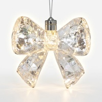 Ornement de Noël suspendu en forme d'arc avec miroir et lumière LED blanc chaud, 17,5 cm, en plastique brillant, décoration de sapin de Noël, Guangdong