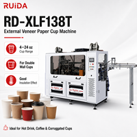 Máquina para Vasos de Papel de Doble Pared RD-138T, Control PLC, Automática, de Alta Velocidad, para Vasos de 4-24 oz, Línea de Producción de Vasos de Papel Aislados