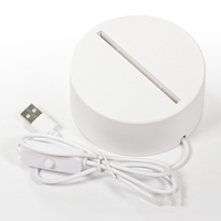 Moderne 3D LED Veilleuse Rectangulaire 5V Rechargeable Base Effet Craquelé Chaud Alimenté par Batterie Circulaire Lune ABS Noir Blanc