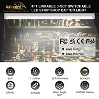 Luminaria LED SMD de 5 Pies y 44W para Techo, con Clasificación IP44, Regulable, 3 Años de Garantía, para Supermercados, Talleres y Uso Industrial