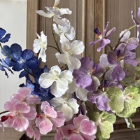 KW-F181 9 Tangkai Anggrek Vanda Buatan Warna Ungu Anggrek Phalaenopsis Buatan untuk Dekorasi Rangkaian Bunga Pernikahan