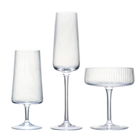 Verre Nordique Simple à Motif Ondulé Dense pour Vin Rouge, Vin Blanc, Champagne, Jus ou Dessert