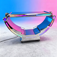 Table de DJ lumineuse à LED personnalisable avec logo, pour discothèques et bars, avec roues amovibles, comptoir coloré et tendance, OEM ODM