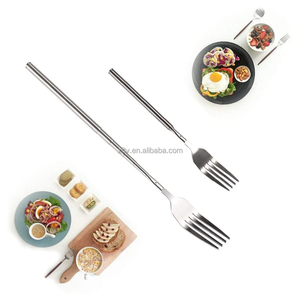 Dao Kéo-Kéo Dài Đến 25.6 Inch BBQ Kính Thiên Văn Bữa Tối Có Thể Mở Rộng Ngã Ba Trái Cây Tráng Miệng Dài Tay Cầm Ngã Ba - Product Image 1