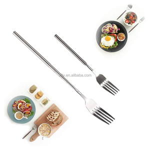 Dao Kéo-Kéo Dài Đến 25.6 Inch BBQ Kính Thiên Văn Bữa Tối Có Thể Mở Rộng Ngã Ba Trái Cây Tráng Miệng Dài Tay Cầm Ngã Ba