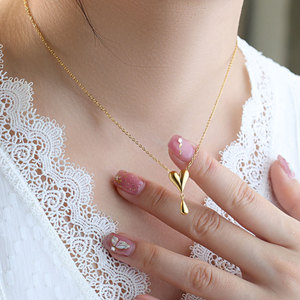 Collier pendentif cœur en acier inoxydable 316L plaqué or 14k 18k, bijoux de mode pour femmes, vente en gros - Product Image 4