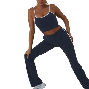 OEM Sleeveless Yoga <b>Vest</b> Sport Singlet Anti-bobble Contrast Piping 3D Silicone logo Ladies tank <b>Top</b> for <b>Women</b> - Product Image 6
